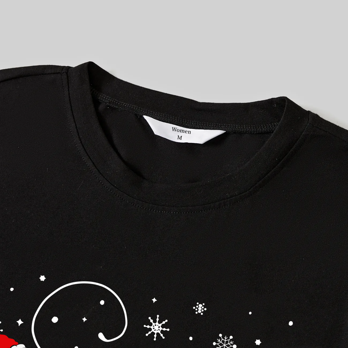 Christmas "Believe" Text and Tree Print Black Long Sleeve Top with Red & White & Green Plaid Family Matching Pajamas
