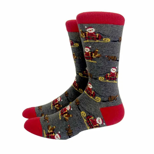 Santa Claus Elk Lovers Xmas Tree Happy New Year Funny Socks