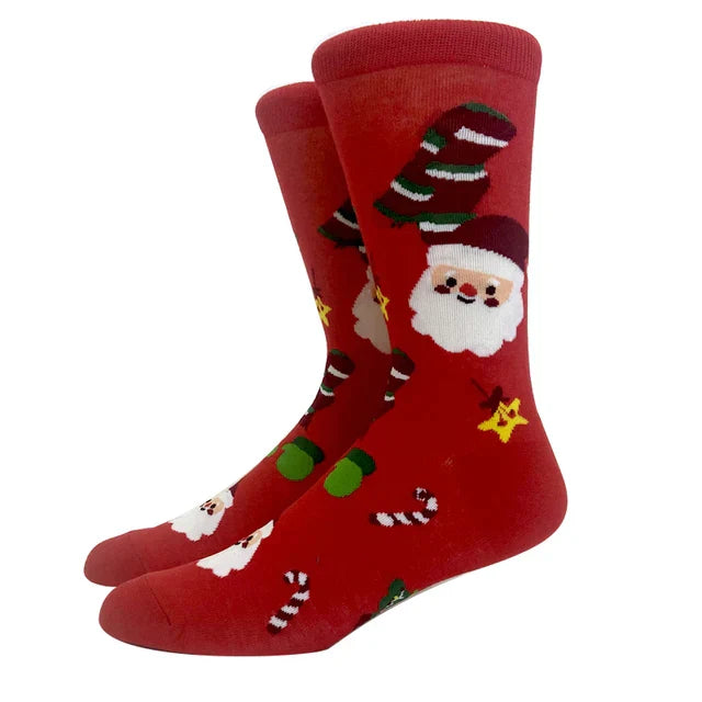 Santa Claus Elk Lovers Xmas Tree Happy New Year Funny Socks