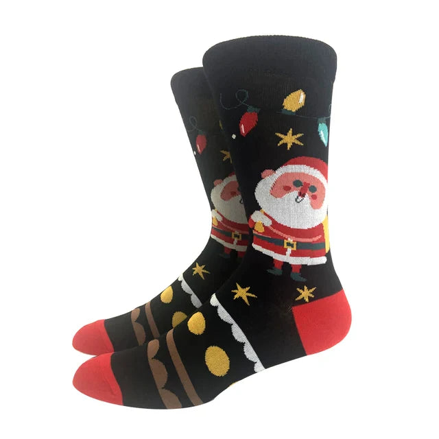 Santa Claus Elk Lovers Xmas Tree Happy New Year Funny Socks