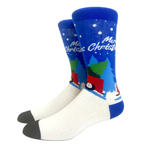 Santa Claus Elk Lovers Xmas Tree Happy New Year Funny Socks
