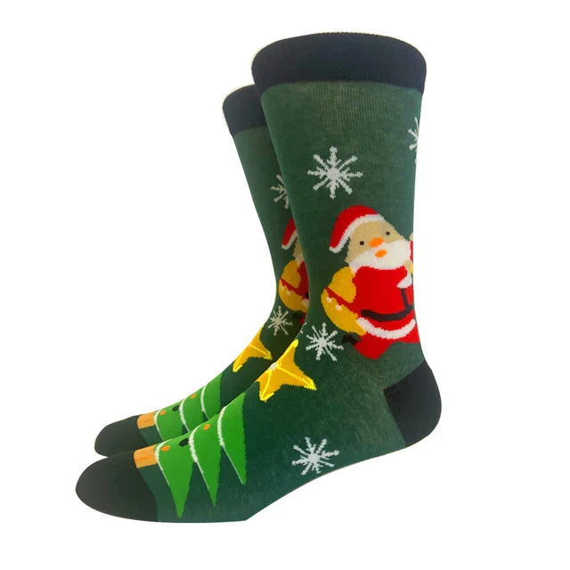 Santa Claus Elk Lovers Xmas Tree Happy New Year Funny Socks