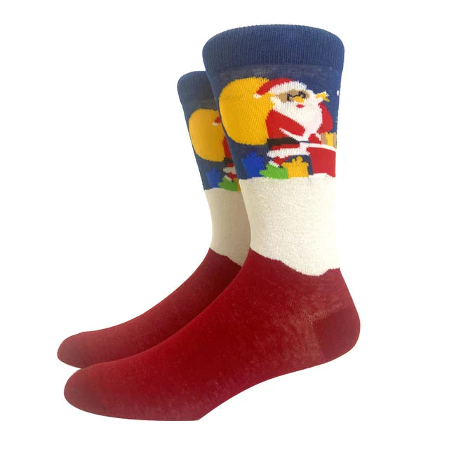 Santa Claus Elk Lovers Xmas Tree Happy New Year Funny Socks