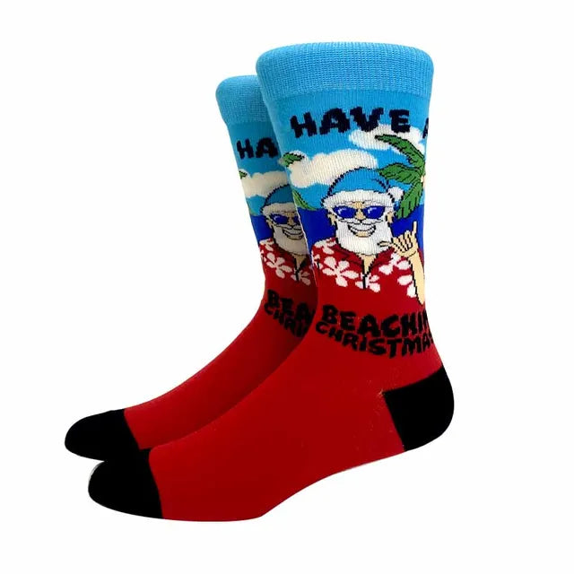 Santa Claus Elk Lovers Xmas Tree Happy New Year Funny Socks