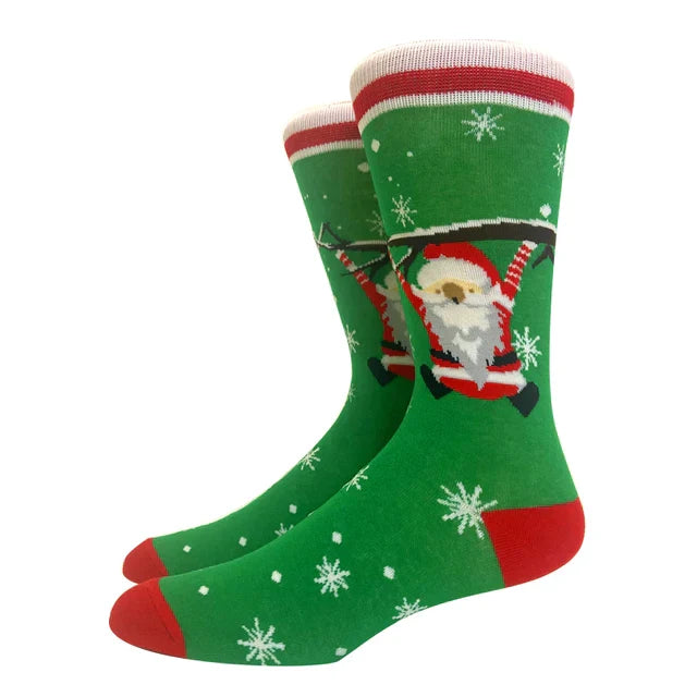 Santa Claus Elk Lovers Xmas Tree Happy New Year Funny Socks