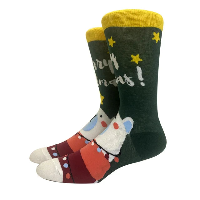 Santa Claus Elk Lovers Xmas Tree Happy New Year Funny Socks