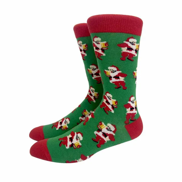 Santa Claus Elk Lovers Xmas Tree Happy New Year Funny Socks