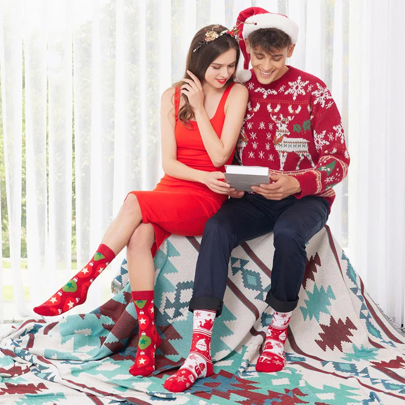 Santa Claus Elk Lovers Xmas Tree Happy New Year Funny Socks