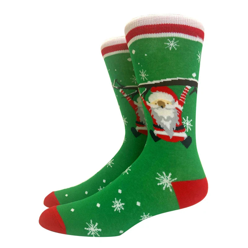 Santa Claus Elk Lovers Xmas Tree Happy New Year Funny Socks