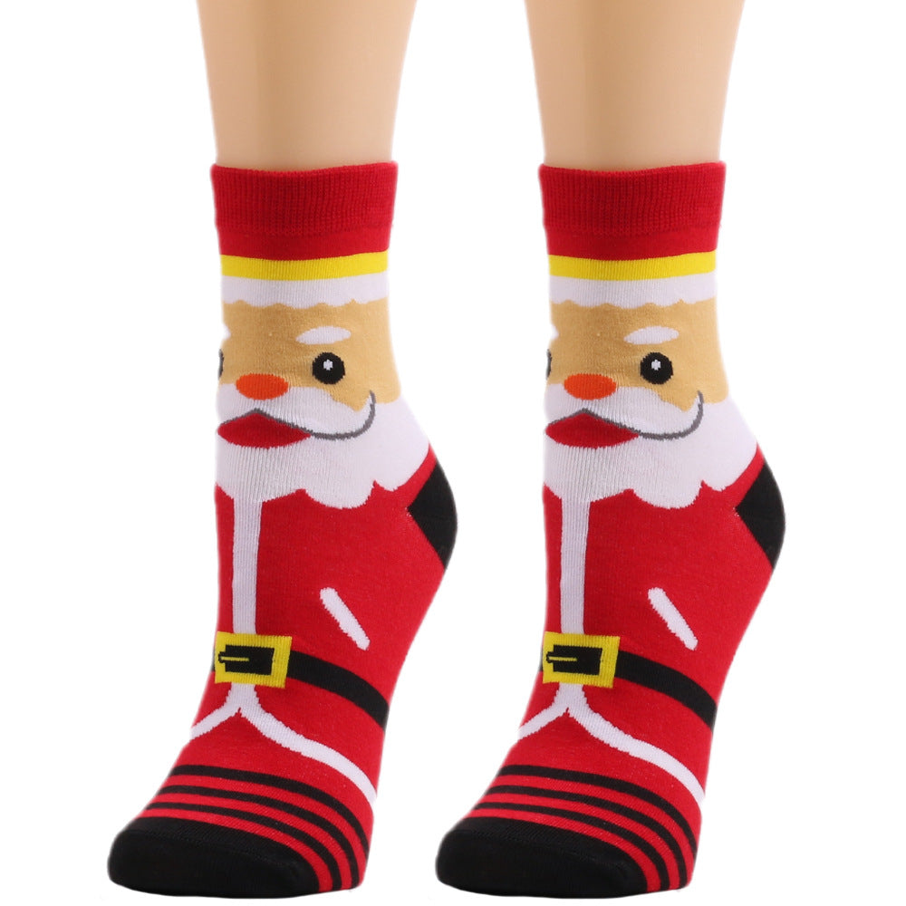 Christmas Elk Snowman Bear Santa Printed Socks 4Pairs