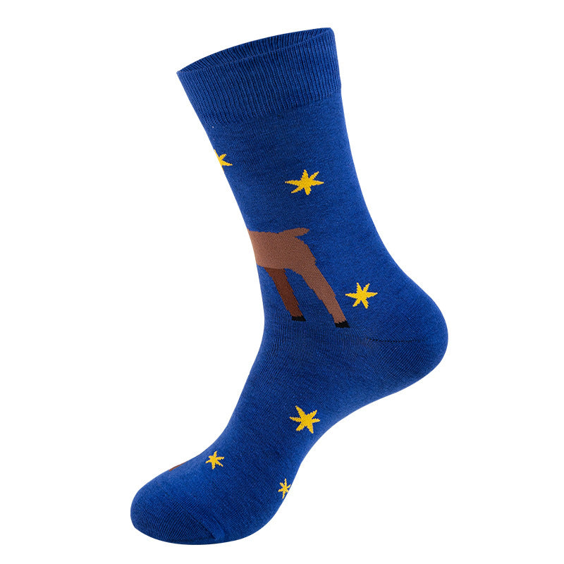 Christmas Socks Snowman Santa Claus Cartoon Print 2 Pairs