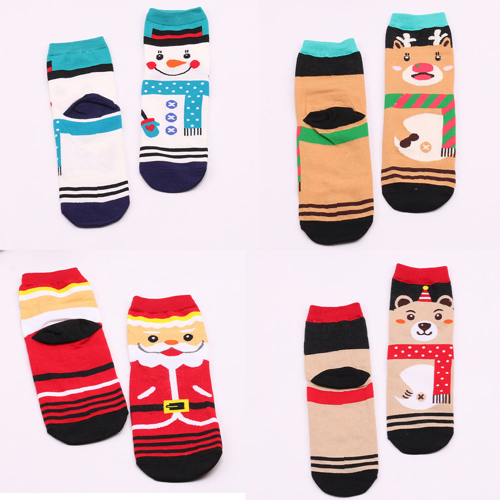 Christmas Elk Snowman Bear Santa Printed Socks 4Pairs