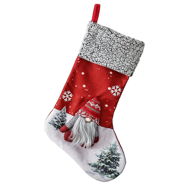 Christmas Decorations Faceless Elderly Girl Gnome Red/Green Christmas Socks Gift Bag