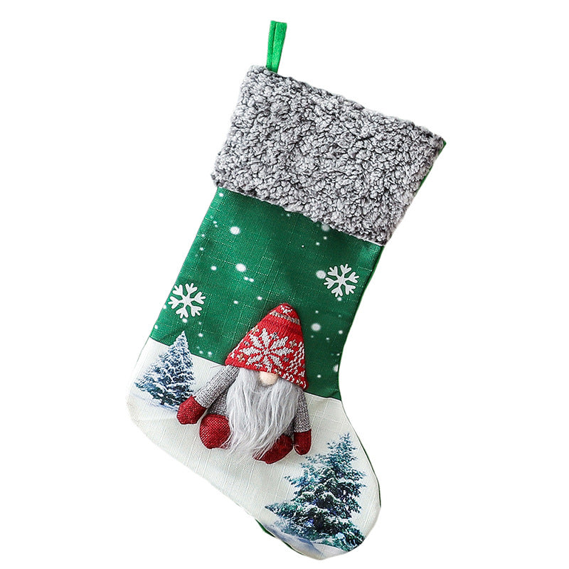 Christmas Decorations Faceless Elderly Girl Gnome Red/Green Christmas Socks Gift Bag
