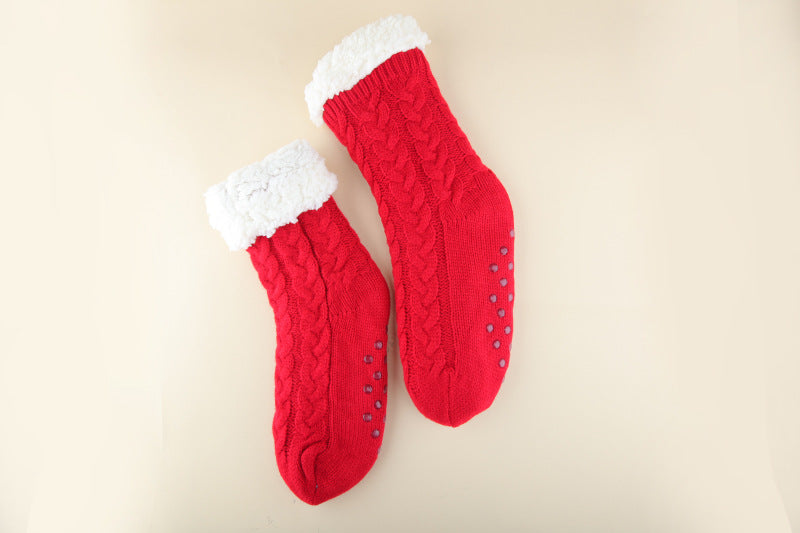 Women Christmas Socks Thickened Warm Coral Fleece Socks