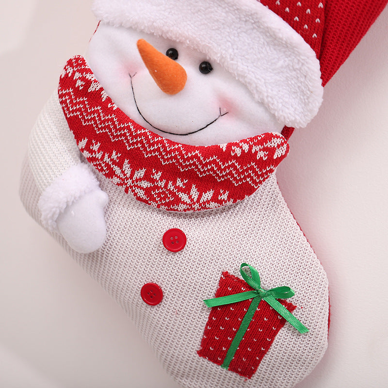 Christmas Tree Pendant 3D Snowman Santa Claus Knitted Christmas Socks