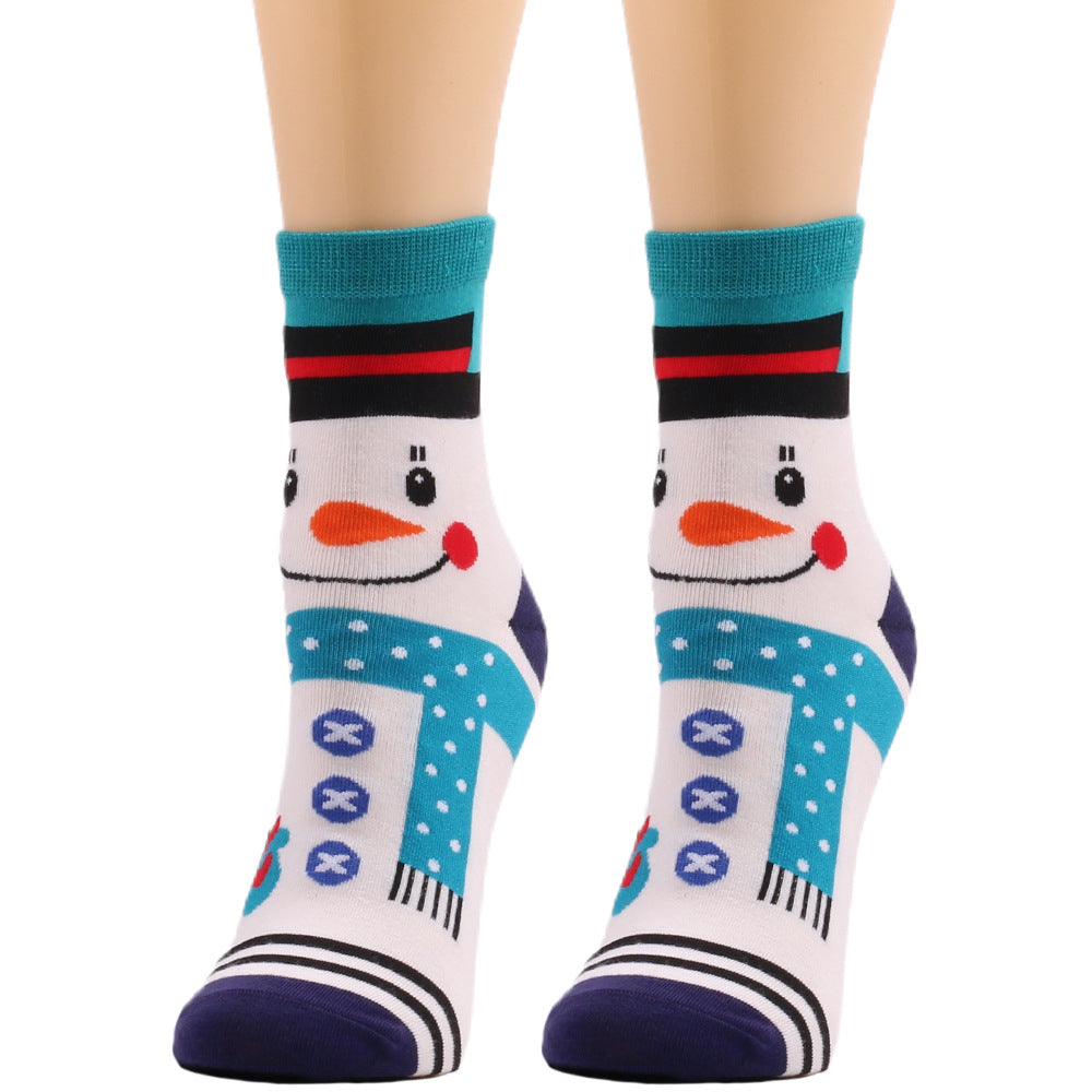 Christmas Elk Snowman Bear Santa Printed Socks 4Pairs