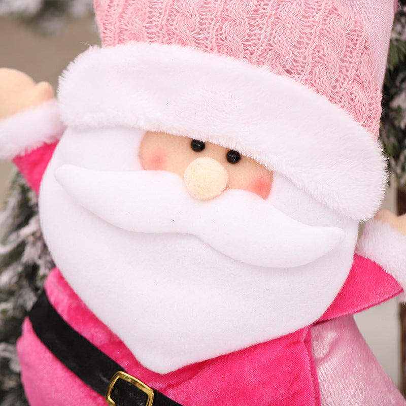 Christmas Home Decoration 3D Snowman Santa Claus Doll Pink Christmas Socks Candy Bags