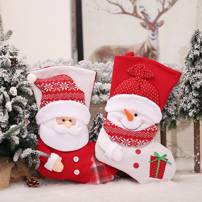 Christmas Tree Pendant 3D Snowman Santa Claus Knitted Christmas Socks