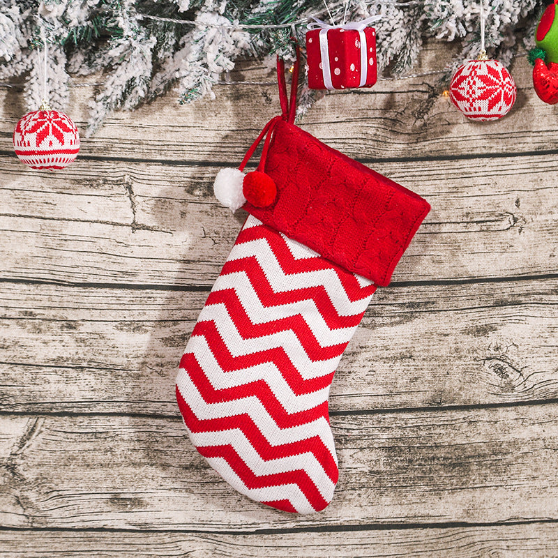 Christmas Tree Ornaments Knitted Woolen Christmas Socks Candy Gift Bag