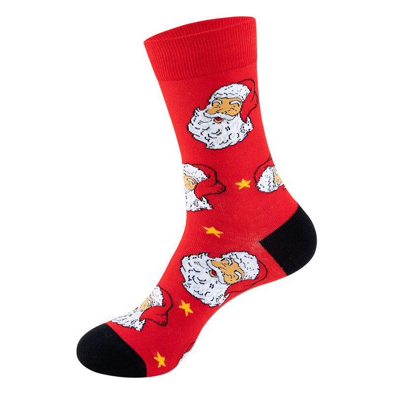 Christmas Socks Snowman Santa Claus Cartoon Print 2 Pairs
