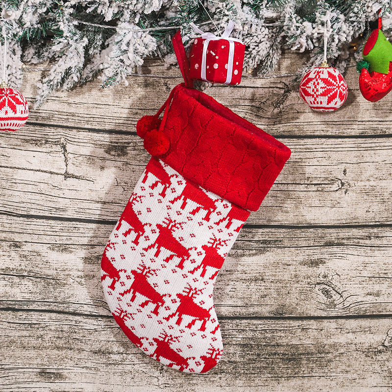 Christmas Tree Ornaments Knitted Woolen Christmas Socks Candy Gift Bag