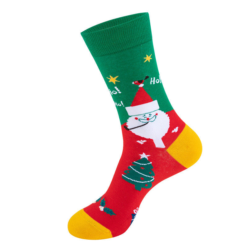 Christmas Socks Snowman Santa Claus Cartoon Print 2 Pairs