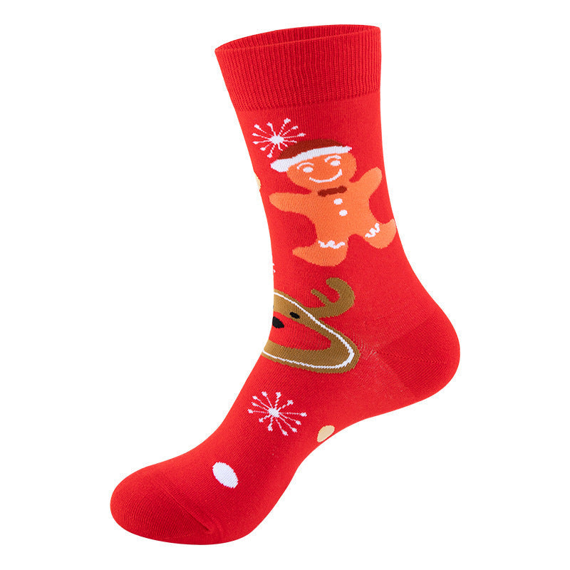 Christmas Socks Snowman Santa Claus Cartoon Print 2 Pairs