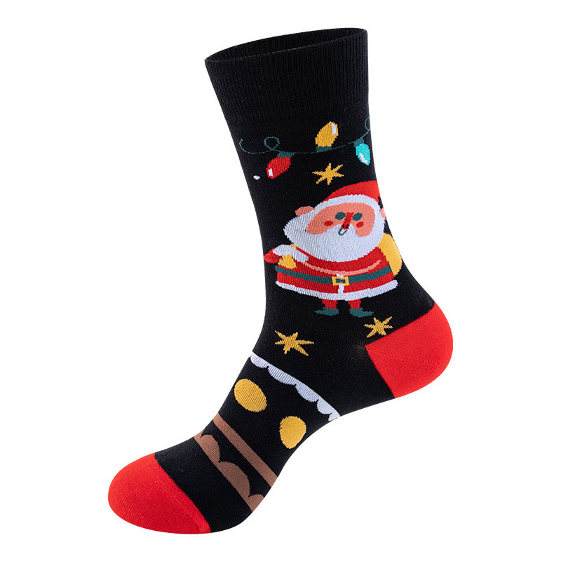 Christmas Socks Snowman Santa Claus Cartoon Print 2 Pairs