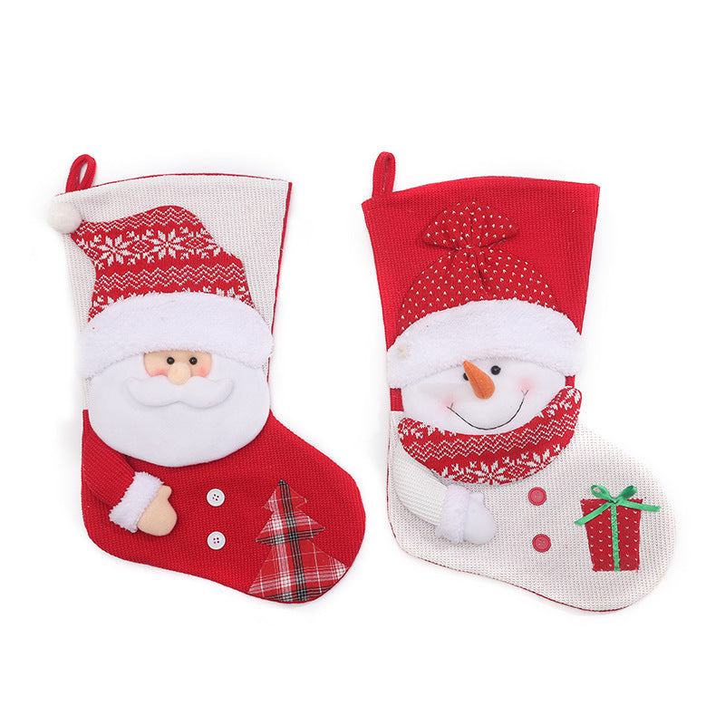 Christmas Tree Pendant 3D Snowman Santa Claus Knitted Christmas Socks