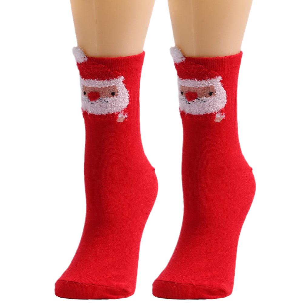 Christmas Santa Claus Elk Bear Red Green Blue Stocking 3/6Pairs
