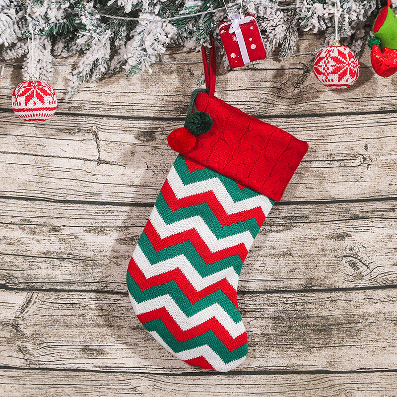 Christmas Tree Ornaments Knitted Woolen Christmas Socks Candy Gift Bag
