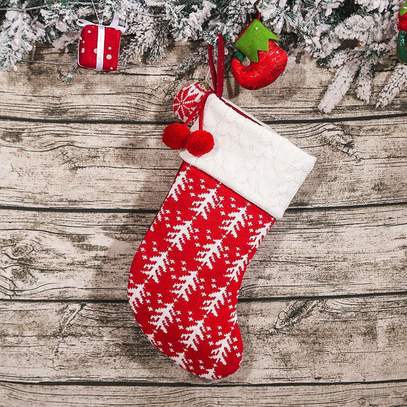 Christmas Tree Ornaments Knitted Woolen Christmas Socks Candy Gift Bag
