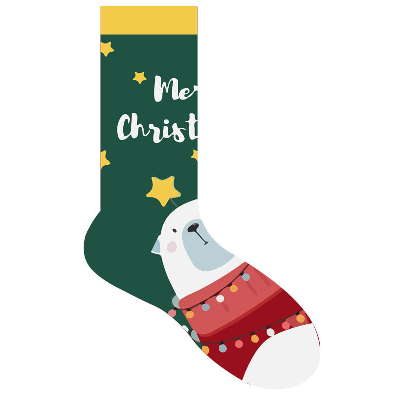 Christmas Stocking Santa Claus Snowman Dinosaur Polar Bear Sock 2 Pairs