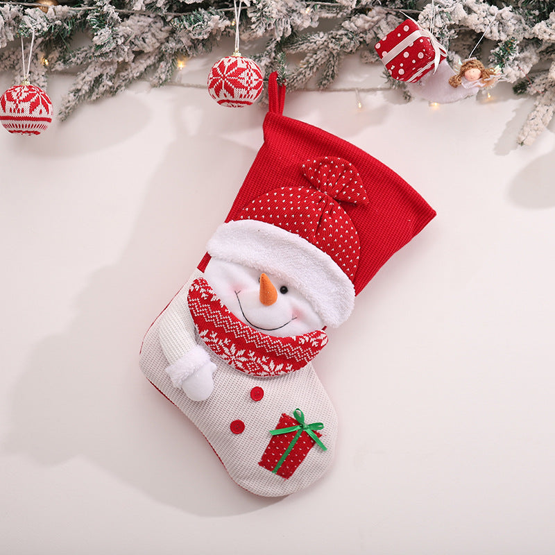 Christmas Tree Pendant 3D Snowman Santa Claus Knitted Christmas Socks