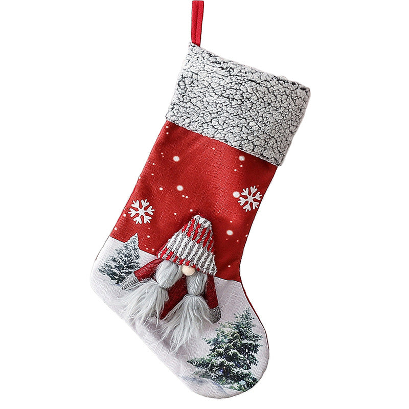 Christmas Decorations Faceless Elderly Girl Gnome Red/Green Christmas Socks Gift Bag