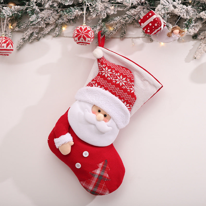 Christmas Tree Pendant 3D Snowman Santa Claus Knitted Christmas Socks