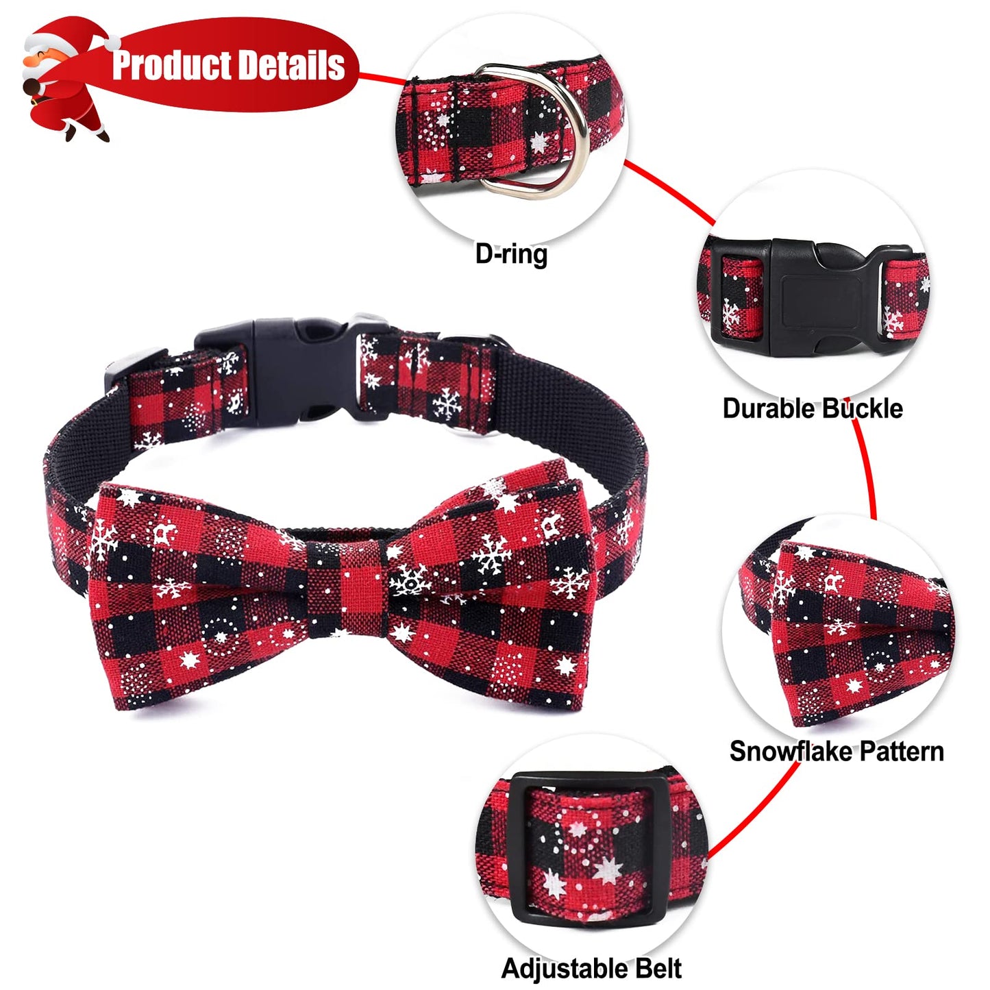Adjustable Cotton Dog Christmas Collars