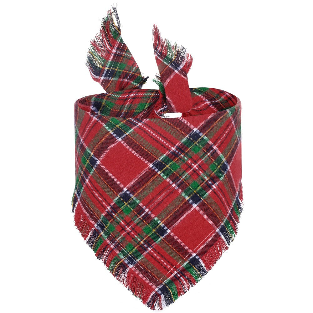 Christmas Dog Bandanas with Tassels Edges