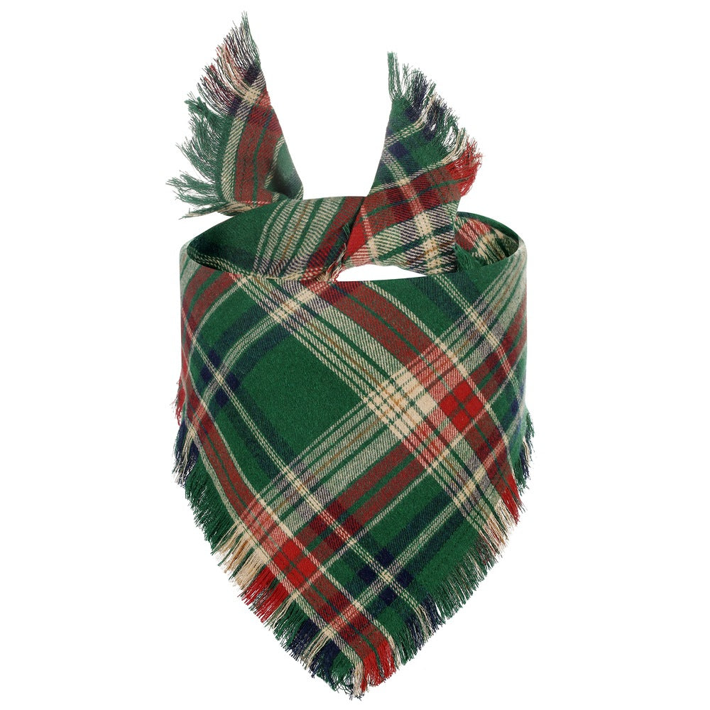 Christmas Dog Bandanas with Tassels Edges