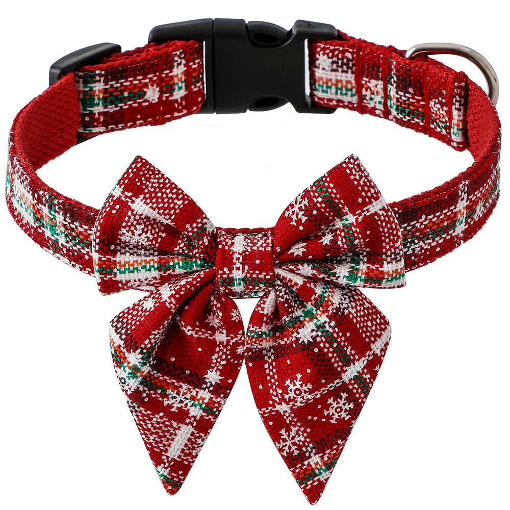 Adjustable Cotton Red Bowtie Dog Christmas Collars
