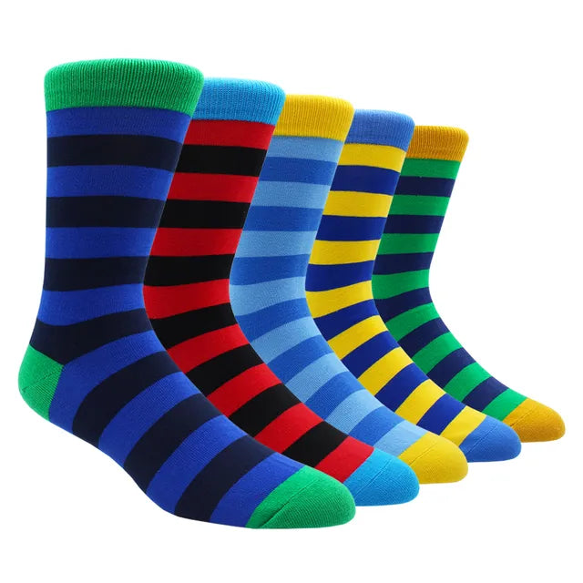 Larger Size 41-48 Casual Fashion Cotton Funny Long Women&Men Socks Contrast Color Rainbow Stripe