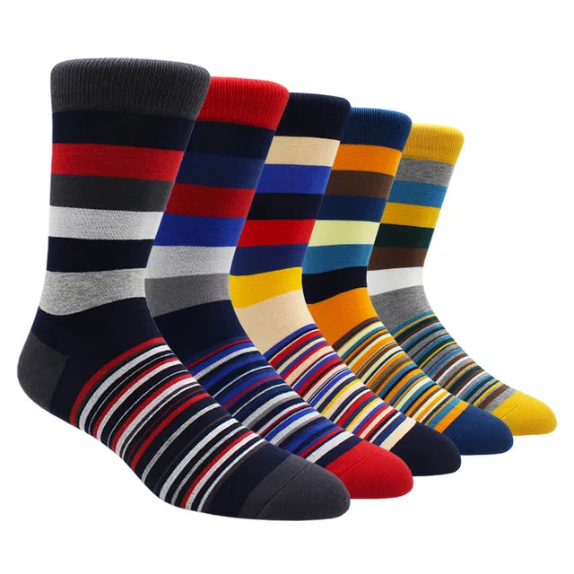 Larger Size 41-48 Casual Fashion Cotton Funny Long Women&Men Socks Contrast Color Rainbow Stripe