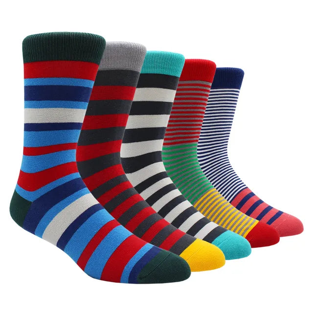 Larger Size 41-48 Casual Fashion Cotton Funny Long Women&Men Socks Contrast Color Rainbow Stripe