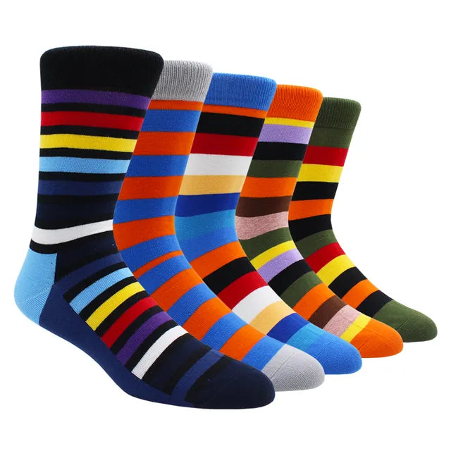 Larger Size 41-48 Casual Fashion Cotton Funny Long Women&Men Socks Contrast Color Rainbow Stripe