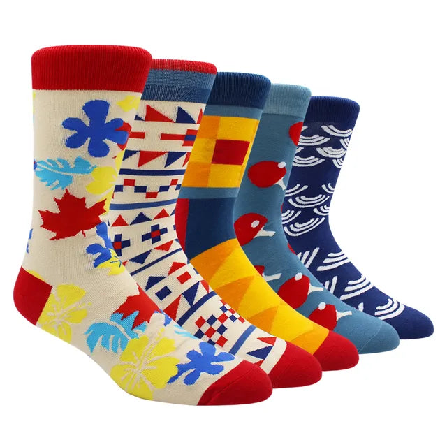Larger Size 41-48 Casual Fashion Cotton Funny Long Women&Men Socks Contrast Color Rainbow Stripe