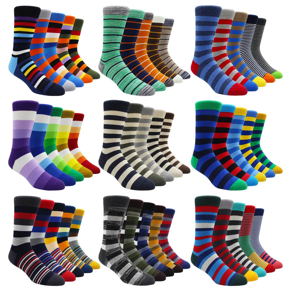 Larger Size 41-48 Casual Fashion Cotton Funny Long Women&Men Socks Contrast Color Rainbow Stripe