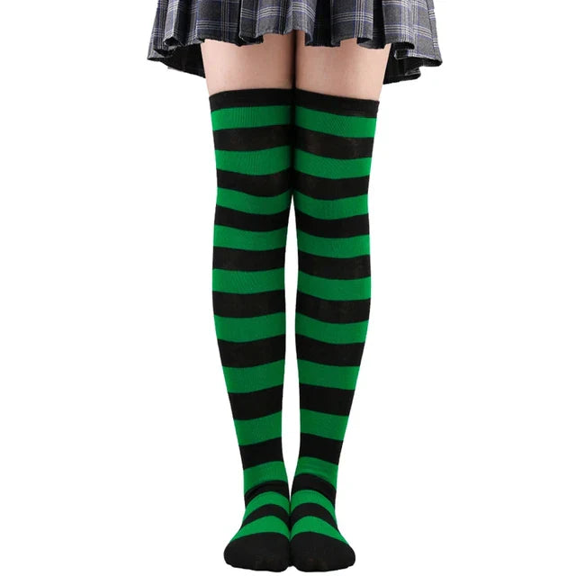 Thigh High Knitted Warm Over The Knee Black White Striped Long Sexy Stockings