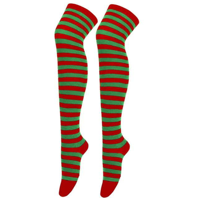 Thigh High Knitted Warm Over The Knee Black White Striped Long Sexy Stockings
