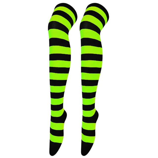 Thigh High Knitted Warm Over The Knee Black White Striped Long Sexy Stockings